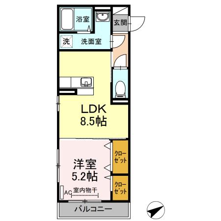 コーラルコート(1LDK/2階)の間取り写真