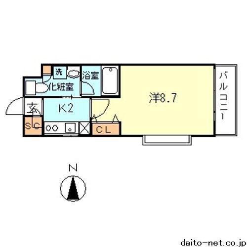 東急田園都市線 梶が谷駅 徒歩7分 3階建 築21年(1K/1階)の間取り写真