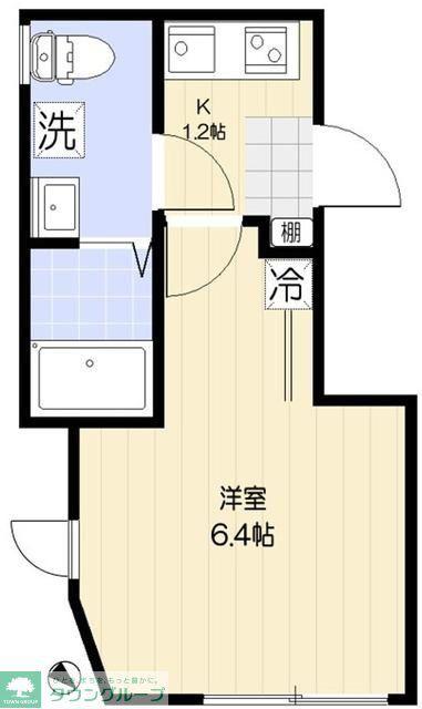 中台ヒルズ(1K/2階)の間取り写真