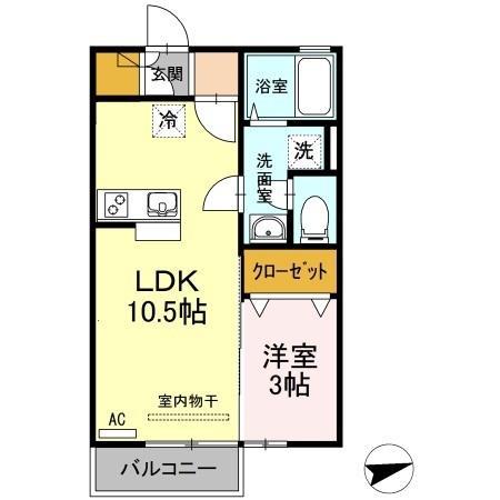 ベルタ松縄(1LDK/2階)の間取り写真