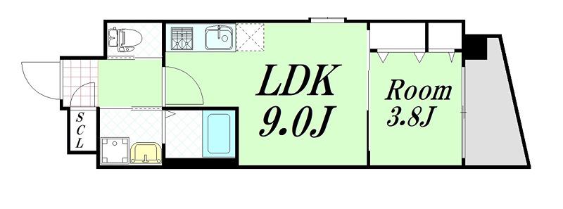 SANLEMOUT新大阪イーストIII(1LDK/7階)の間取り写真