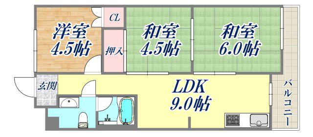 サンハイツホリウチ(3LDK/3階)の間取り写真