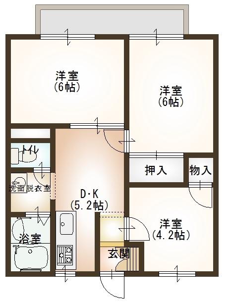 コーポ高松B棟(3DK/2階)の間取り写真