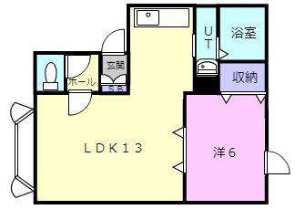 バニヤン・コート元町(1LDK/2階)の間取り写真
