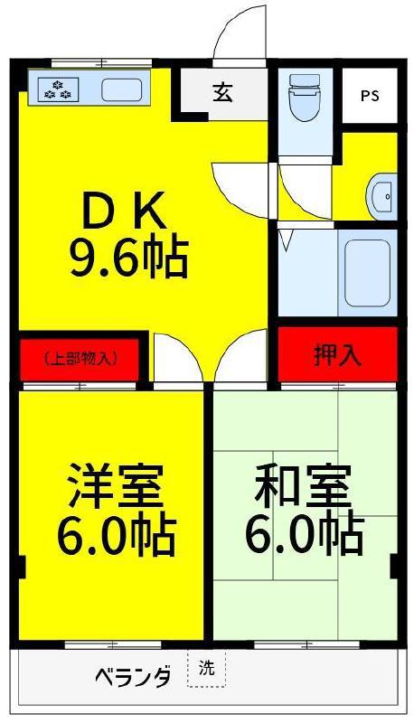 シュロス瀬崎(2DK/1階)の間取り写真