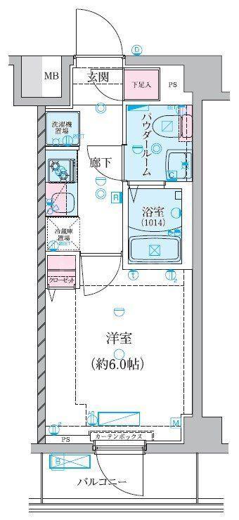 GENOVIA堀切菖蒲園(1K/2階)の間取り写真