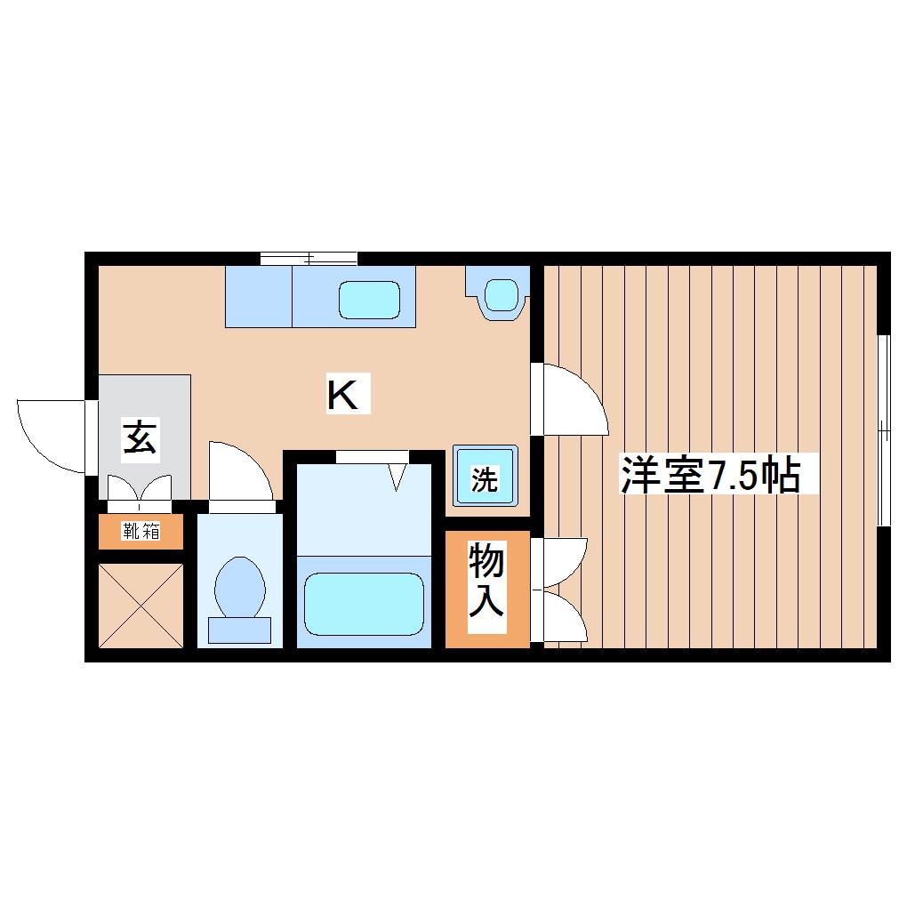 フォレストハイツ(1K/2階)の間取り写真