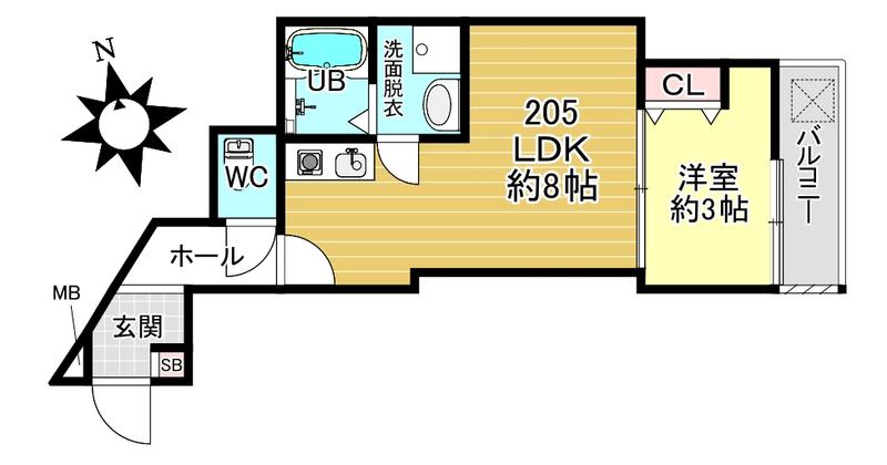 BKB仙石屋敷(1LDK/2階)の間取り写真