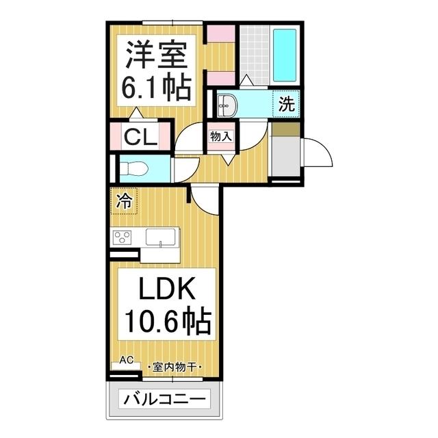 ファルコンベース若宮(1LDK/1階)の間取り写真