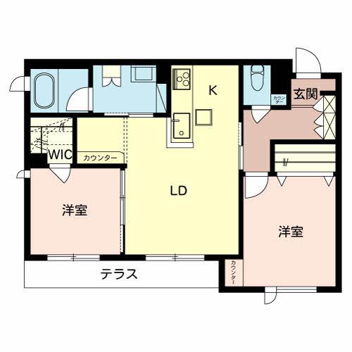シャーメゾン モエギ(2LDK/1階)の間取り写真