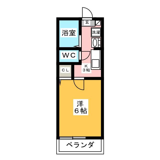 エヴァーハイム(1K/1階)の間取り写真