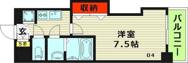 LUXE都島III(1K/7階)の間取り写真