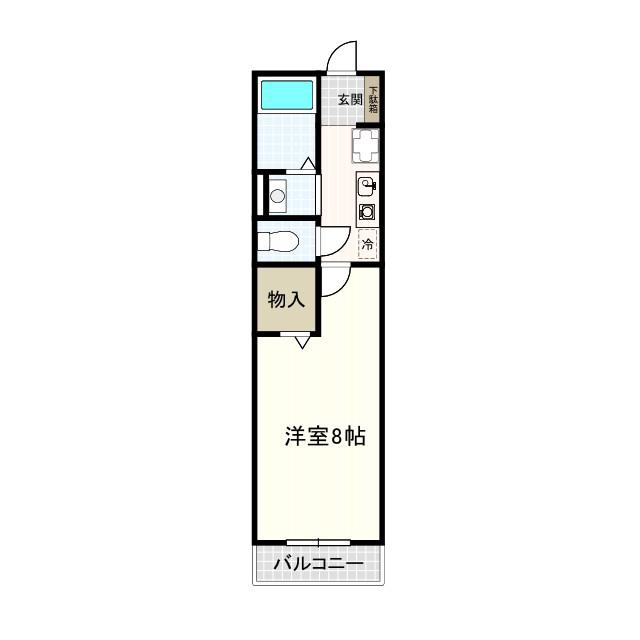 ハーフムーン(1K/2階)の間取り写真