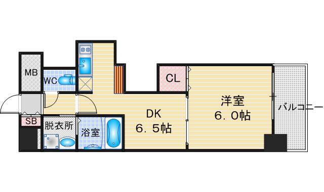 エステムプラザ名古屋駅前プライムタワー(1DK/9階)の間取り写真