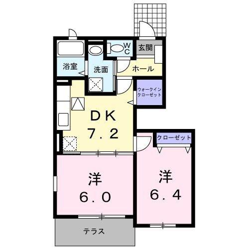 ユニゾン増穂(2DK/1階)の間取り写真