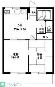 クレセント東川口(2DK/1階)の間取り写真
