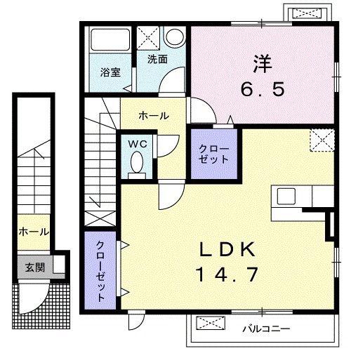 プロムナード(1LDK/2階)の間取り写真