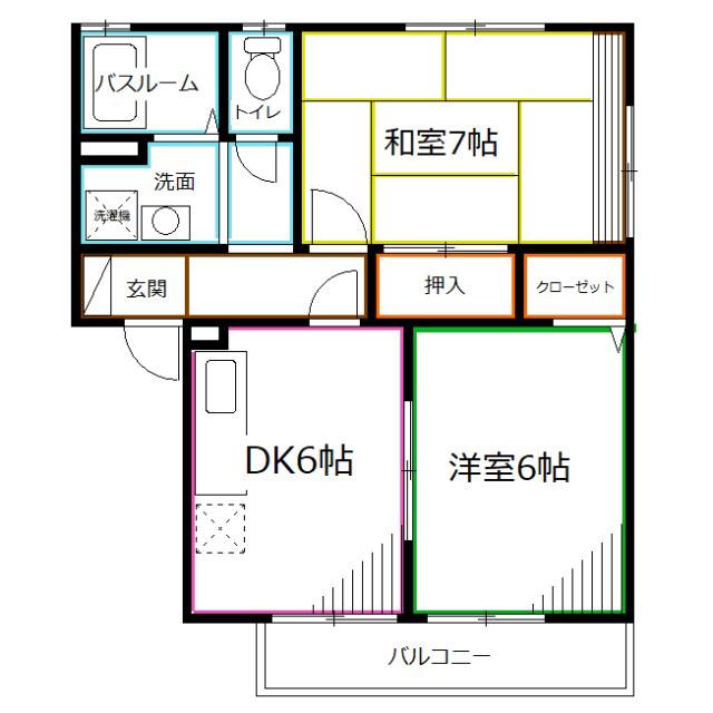 ファミール学園(2DK/2階)の間取り写真