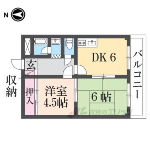 マリンコート川西(2DK/3階)の間取り写真