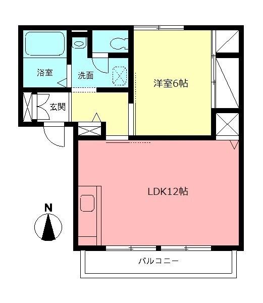 パレス湘南I(1LDK/2階)の間取り写真