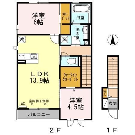 ネバーマインドI・II(2LDK/2階)の間取り写真