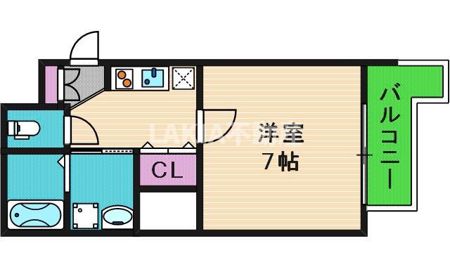 パークヒルズ玉造アジェラート(1K/2階)の間取り写真