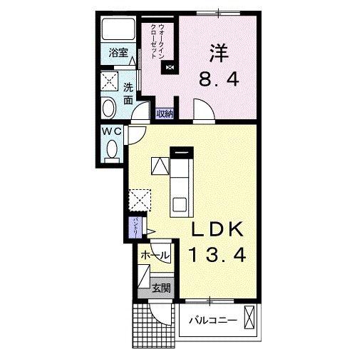 セイバリーブリーズ(1LDK/1階)の間取り写真