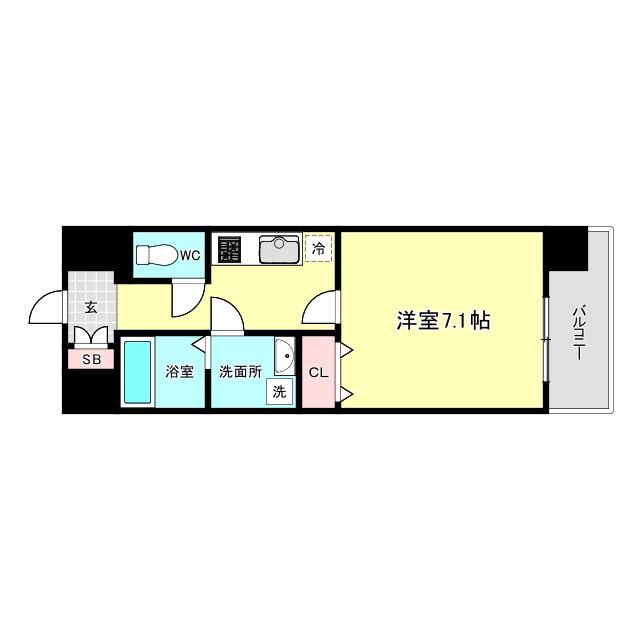 シャルールメゾン桃谷(1K/6階)の間取り写真