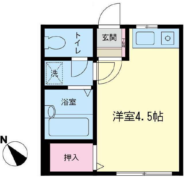 ブラウンハイツ(ワンルーム/2階)の間取り写真