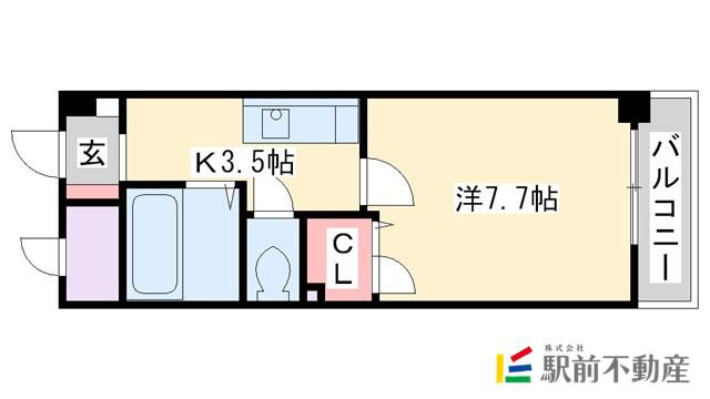 ヴィラ21(1K/4階)の間取り写真