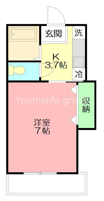 ベルハイム21(1K/1階)の間取り写真