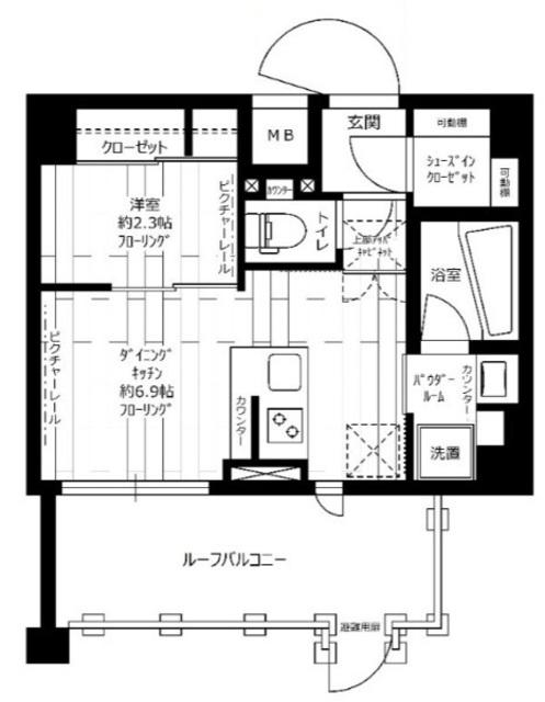 ステージグランデ千歳烏山アジールコート(1DK/5階)の間取り写真