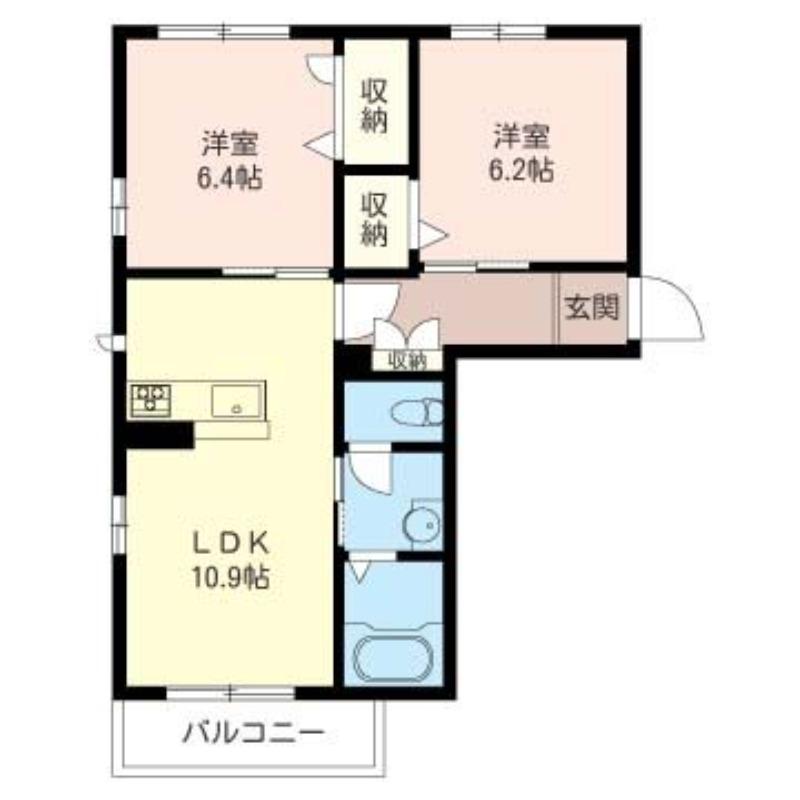 ボン・プランタン(2LDK/3階)の間取り写真