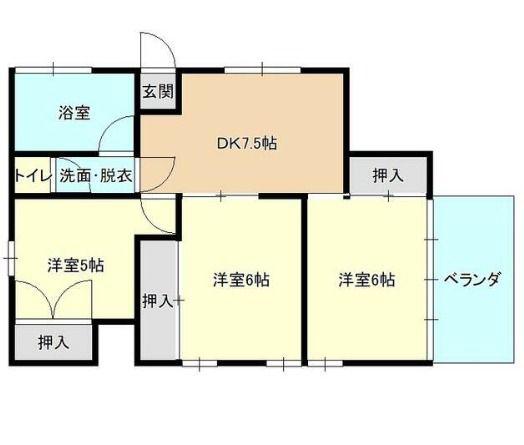 第2川本ビル(3DK/5階)の間取り写真