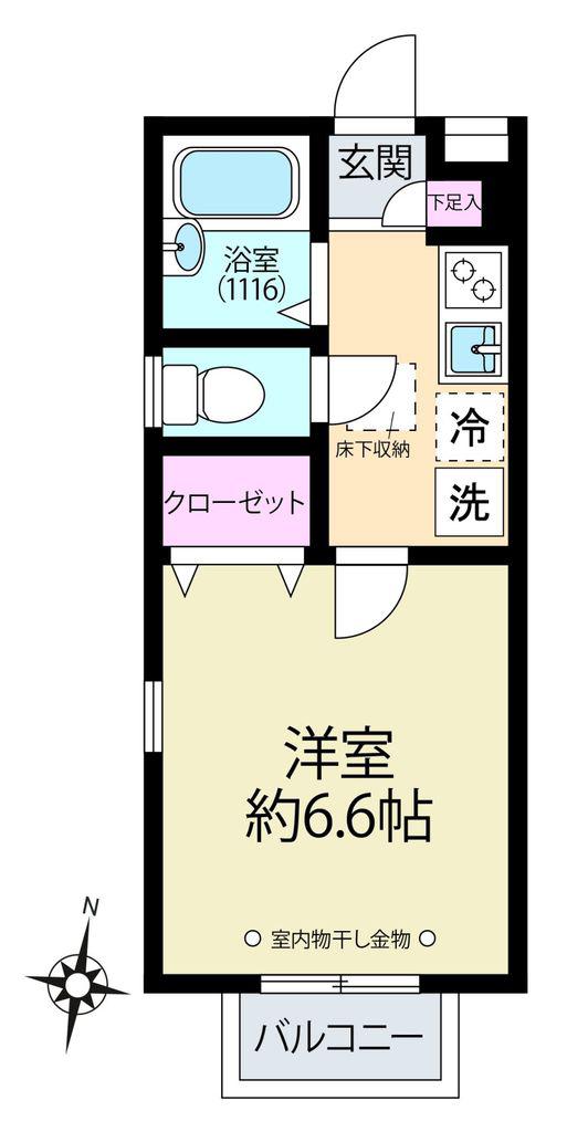 リステリア・T(1K/1階)の間取り写真