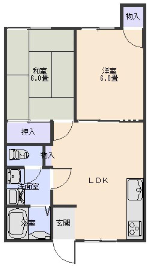 広田アメニティー(2LDK/1階)の間取り写真