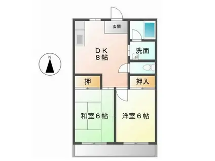 アクアハイツMIKI(2DK/2階)の間取り写真