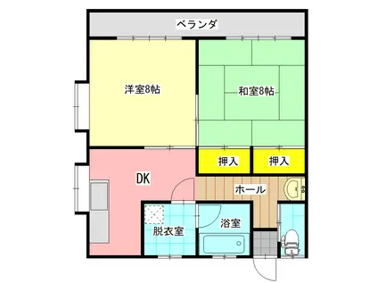 ハイツビューテリア(2DK/2階)の間取り写真