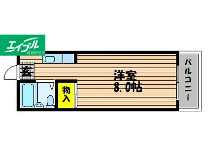 JR山陽本線 庭瀬駅 徒歩3分 2階建 築37年(1K/2階)の間取り写真