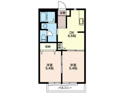 アビイ・ロードB棟(2DK/2階)の間取り写真