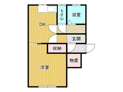 アーバンハウス黒石 A棟(1DK/1階)の間取り写真