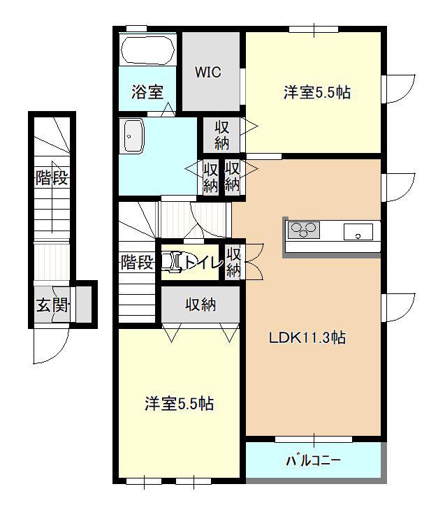 TS APARTMENT II(2LDK/2階)の間取り写真