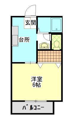 サンライフかもまえ(1K/1階)の間取り写真