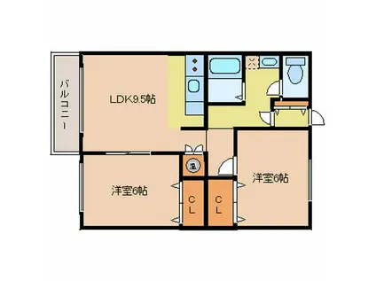 エーコーパティオス(2LDK/1階)の間取り写真