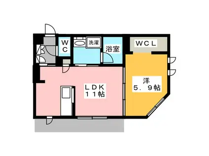 NOTE AMBIENTALI横浜(1LDK/1階)の間取り写真