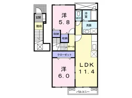 プレステージタカトミB(2LDK/2階)の間取り写真