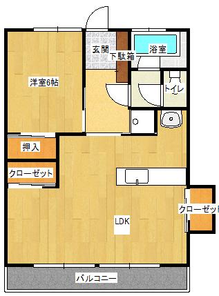 第1露木ハイツ(1LDK/3階)の間取り写真