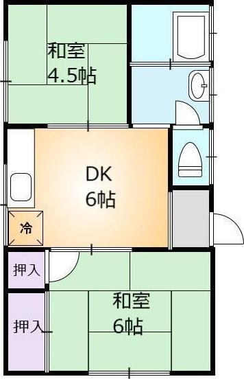 末崎アパート(2DK/2階)の間取り写真