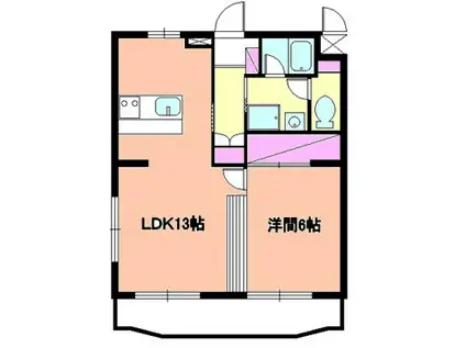 ヴィラ貴平(1LDK/3階)の間取り写真