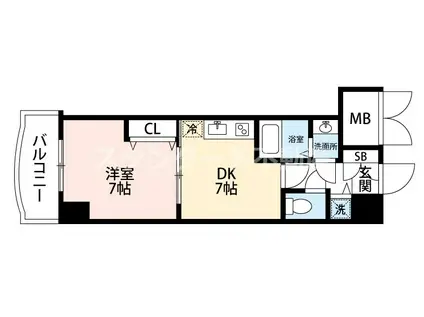 ノルデンタワー天神橋(1DK/19階)の間取り写真